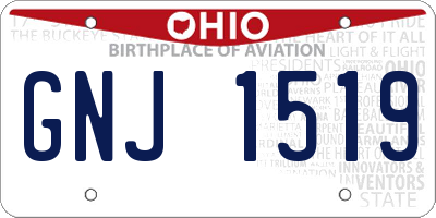 OH license plate GNJ1519