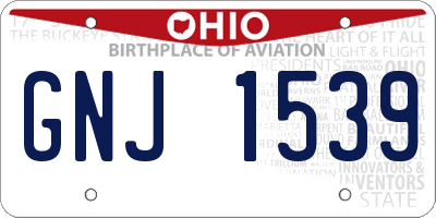 OH license plate GNJ1539