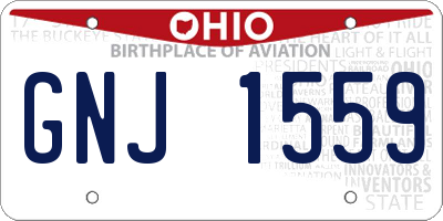 OH license plate GNJ1559