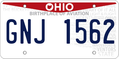 OH license plate GNJ1562
