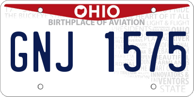 OH license plate GNJ1575
