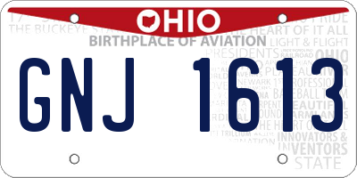 OH license plate GNJ1613