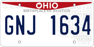 OH license plate GNJ1634