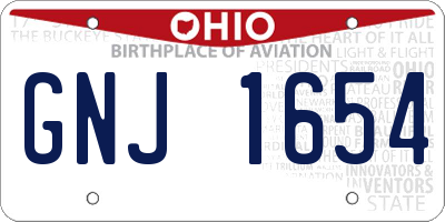 OH license plate GNJ1654