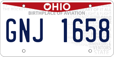 OH license plate GNJ1658