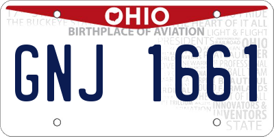 OH license plate GNJ1661