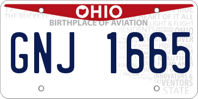 OH license plate GNJ1665