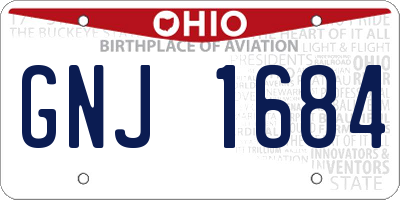 OH license plate GNJ1684