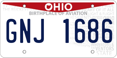 OH license plate GNJ1686