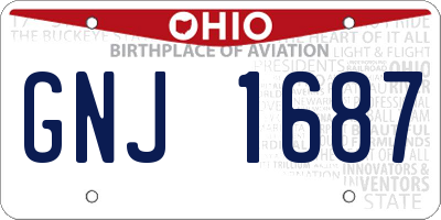 OH license plate GNJ1687