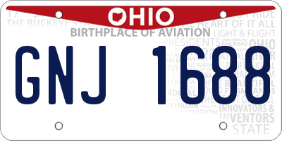 OH license plate GNJ1688
