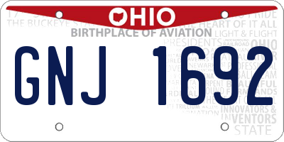 OH license plate GNJ1692