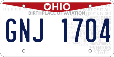 OH license plate GNJ1704