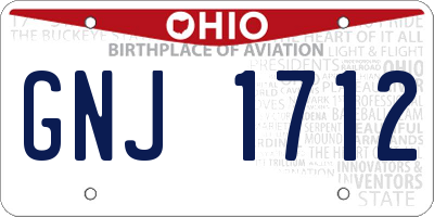 OH license plate GNJ1712