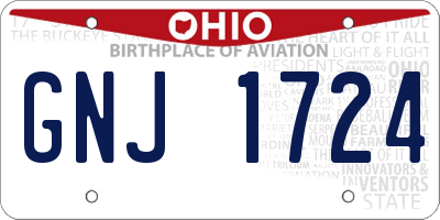 OH license plate GNJ1724