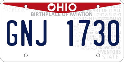 OH license plate GNJ1730