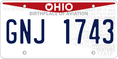 OH license plate GNJ1743