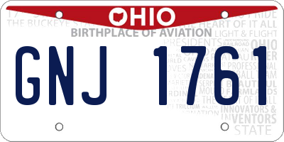 OH license plate GNJ1761