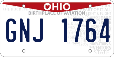 OH license plate GNJ1764