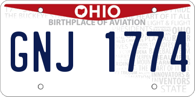 OH license plate GNJ1774