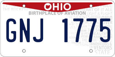OH license plate GNJ1775
