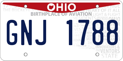 OH license plate GNJ1788
