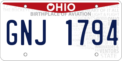 OH license plate GNJ1794