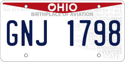 OH license plate GNJ1798