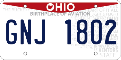 OH license plate GNJ1802