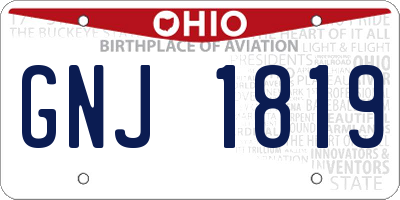 OH license plate GNJ1819