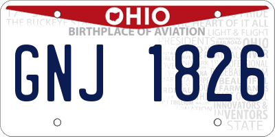 OH license plate GNJ1826