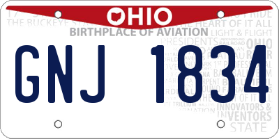 OH license plate GNJ1834