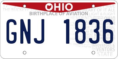OH license plate GNJ1836