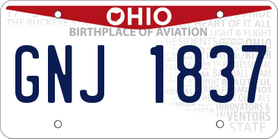 OH license plate GNJ1837