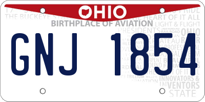 OH license plate GNJ1854