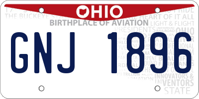 OH license plate GNJ1896