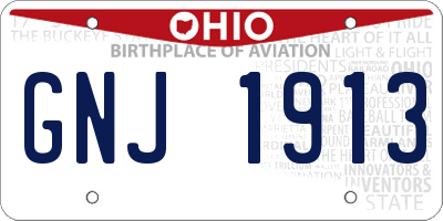 OH license plate GNJ1913