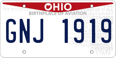 OH license plate GNJ1919