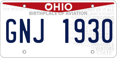 OH license plate GNJ1930