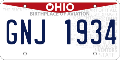OH license plate GNJ1934