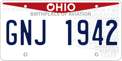 OH license plate GNJ1942