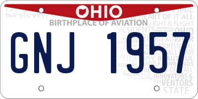 OH license plate GNJ1957