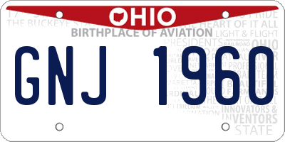 OH license plate GNJ1960