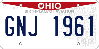 OH license plate GNJ1961