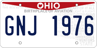 OH license plate GNJ1976