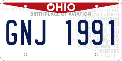 OH license plate GNJ1991
