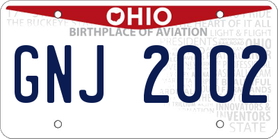 OH license plate GNJ2002