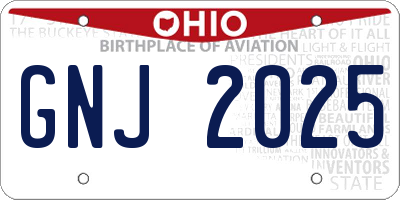 OH license plate GNJ2025