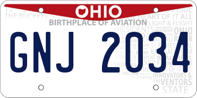OH license plate GNJ2034