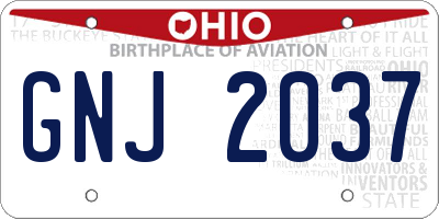 OH license plate GNJ2037